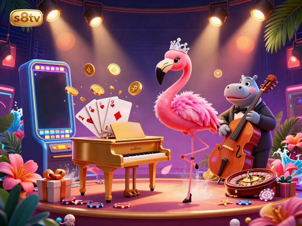 Engage in exciting games at s8tv with colorful slot activities and vibrant casino characters.
